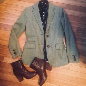 J. Crew Green Herringbone Hacking Blazer 4